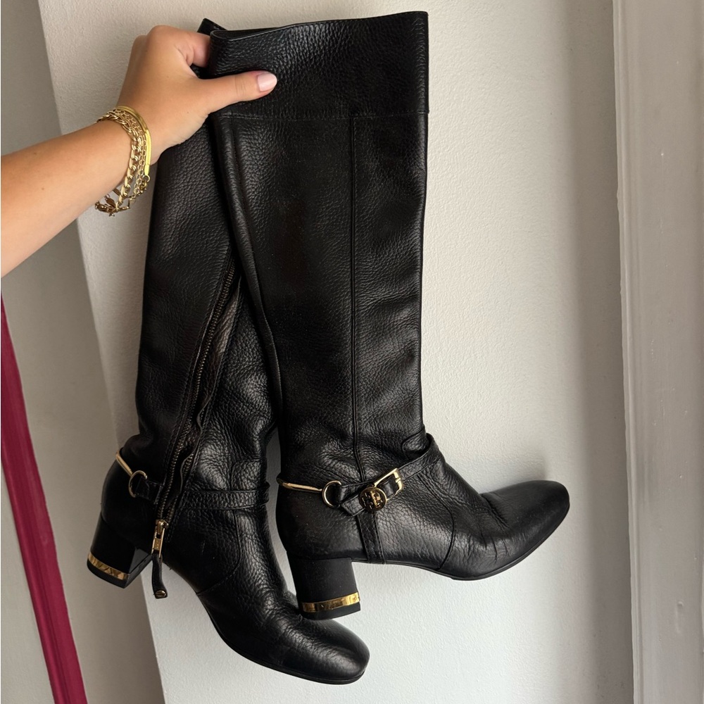 Tory Burch High Riding boot with gold buckle